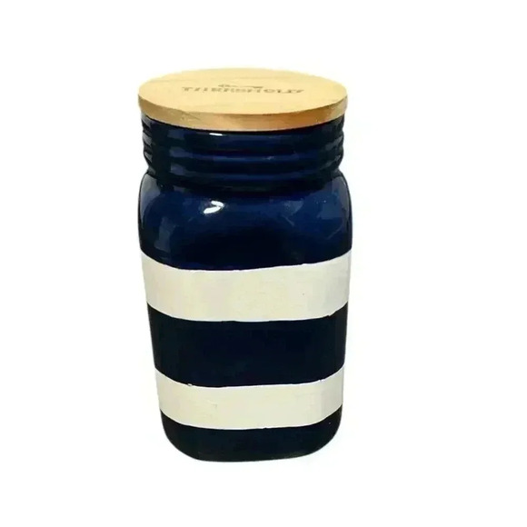Threshold Glass Container Handmade Blue and White With Lid - Picture 1 of 10